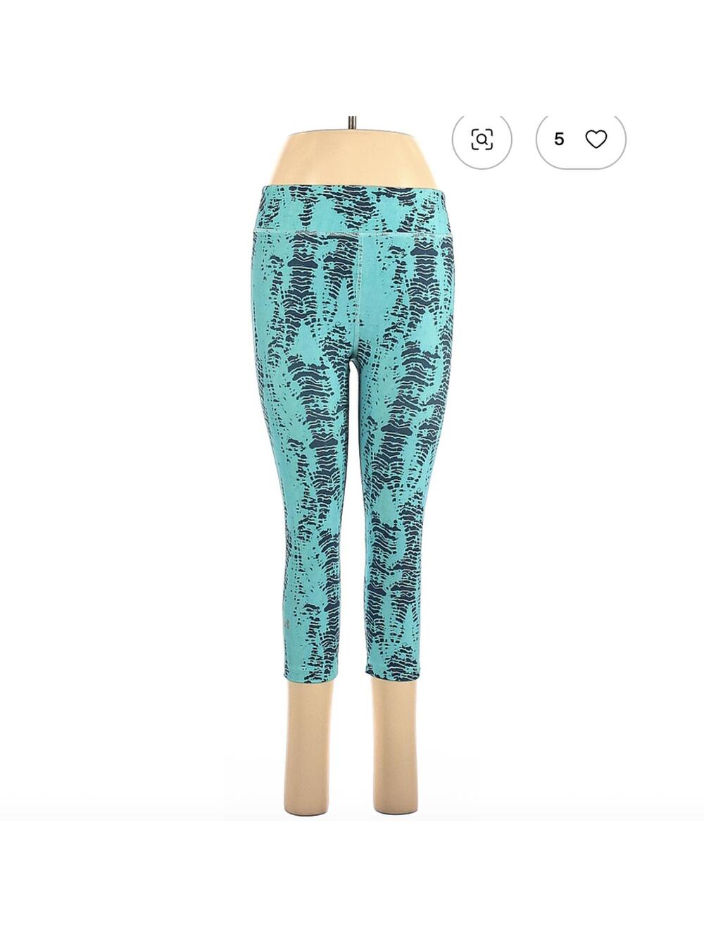 Under Armour Women's Blue Patterned Activewear Pants Size M Leggings